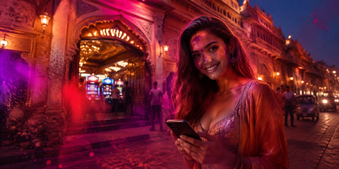 Mobile live casino gameplay in vibrant Jaipur setting